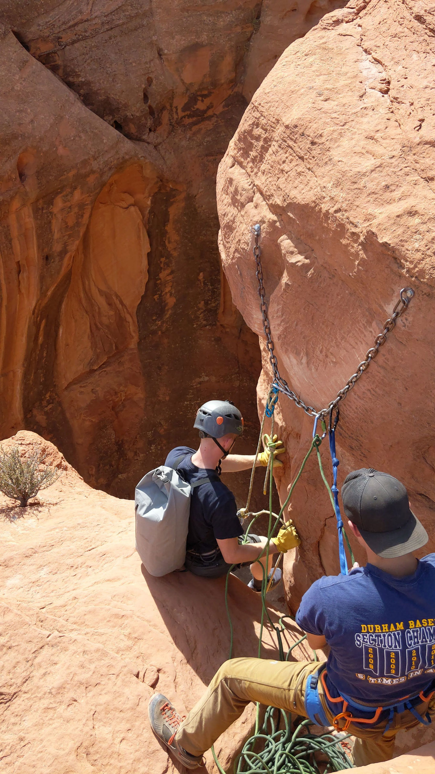 Rappel 1 anchor, Cassidy Arch canyon