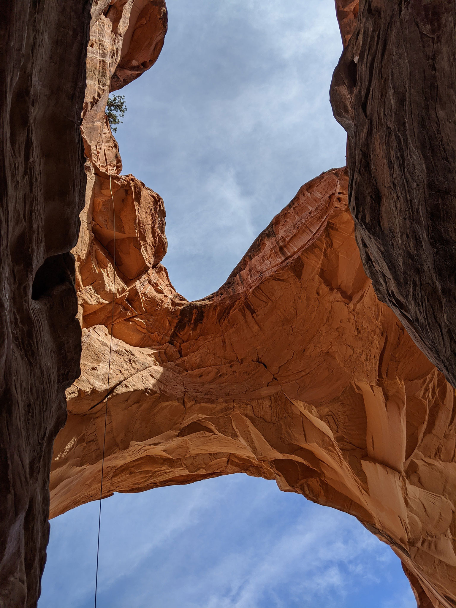 Bottom view of Rappel 1, Cassidy Arch canyon