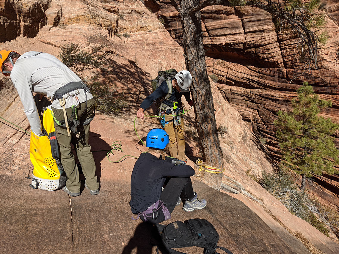 Top of Rappel 3, Behunin Canyon