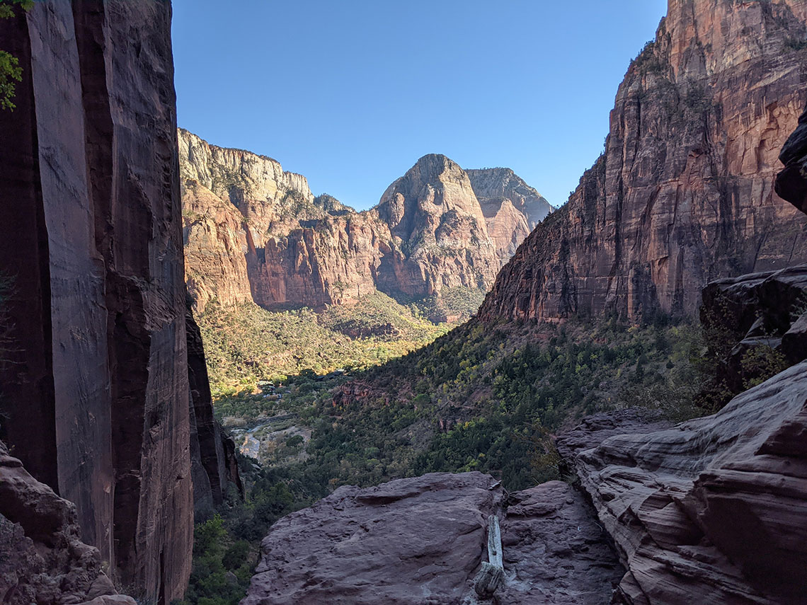 Overlook on Zion National Park from bottom of Rappel 8