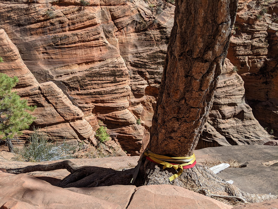Rappel 3 anchor, Behunin Canyon