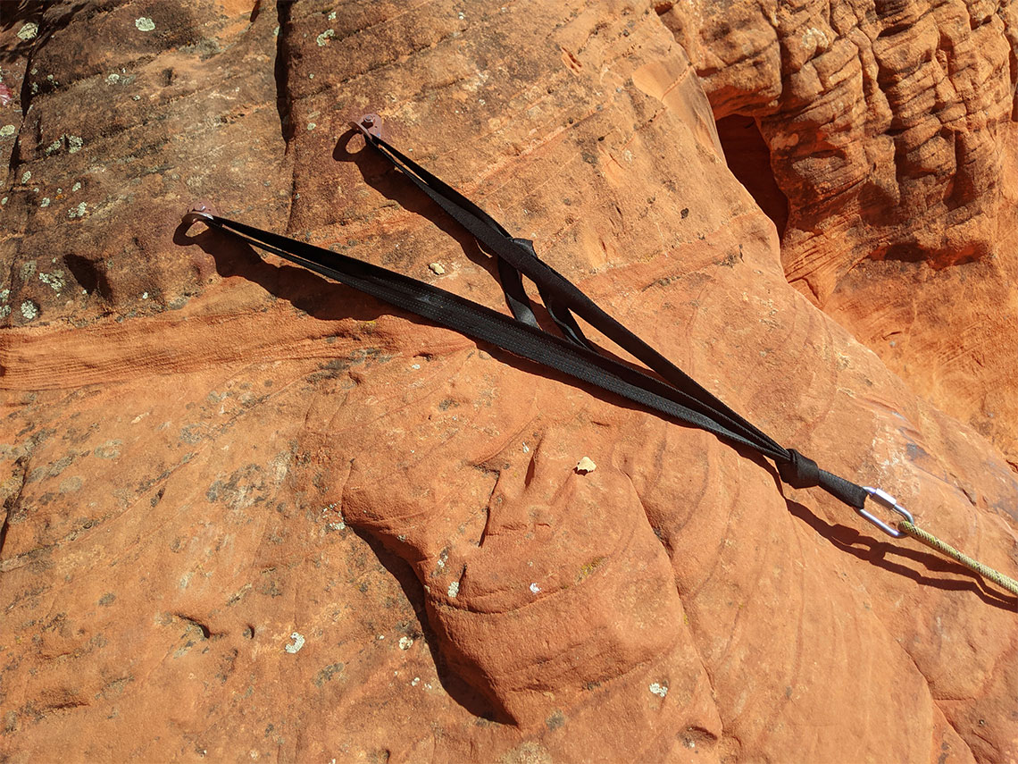 Webbing for rappel 3 in Pictograph Canyon