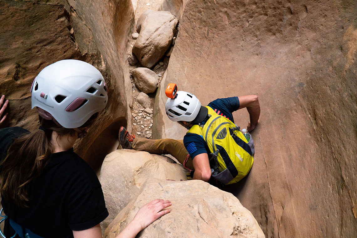 Downclimbing in Yankee Doodle Canyon