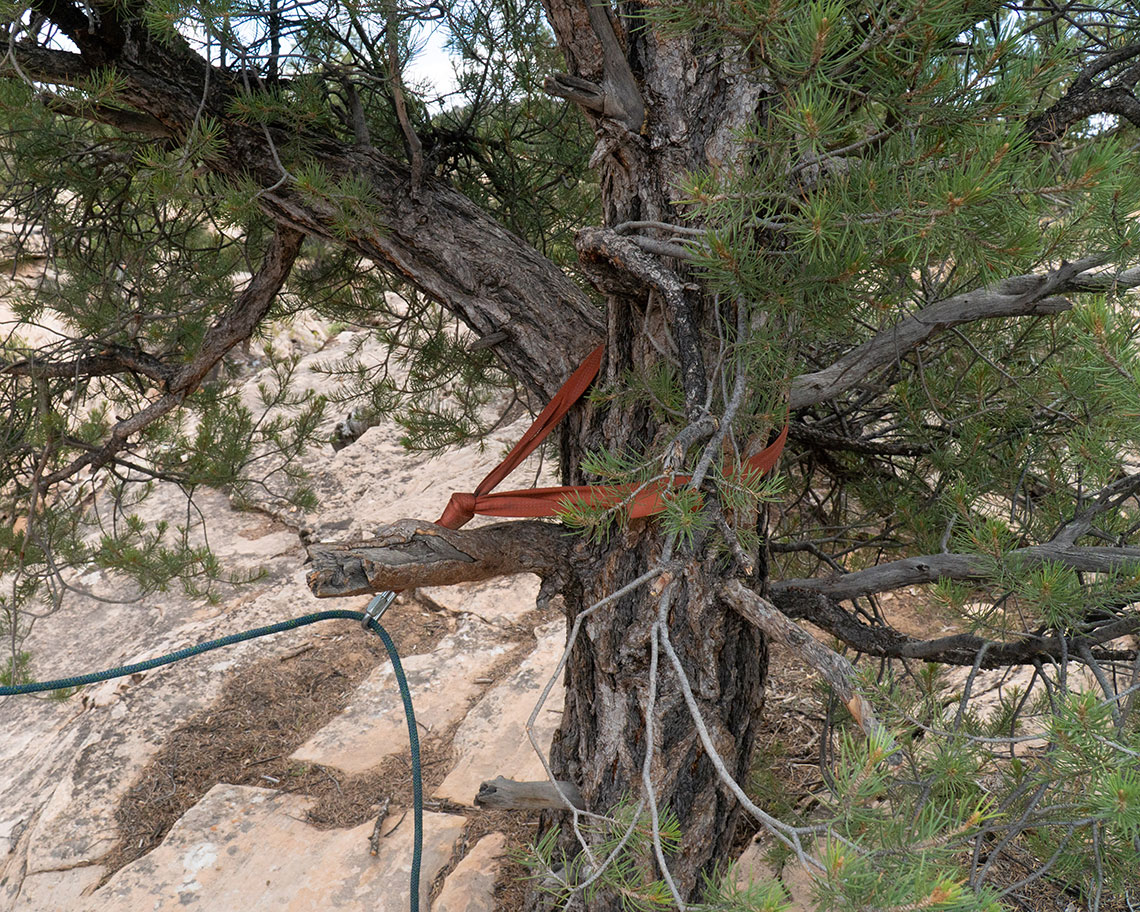Anchor for rappel 1 in Yankee Doodle Canyon