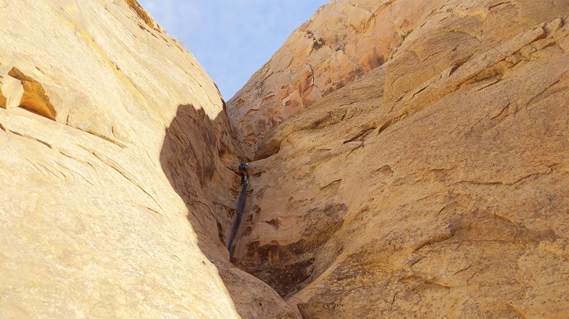 Rappelling the third rappel in Wonderland Canyon