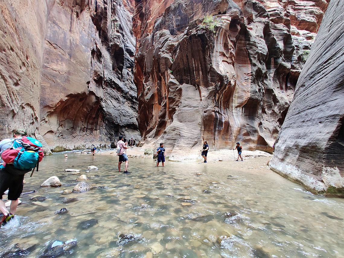 The junction of Orderville Canyon and the Narrows in Zion