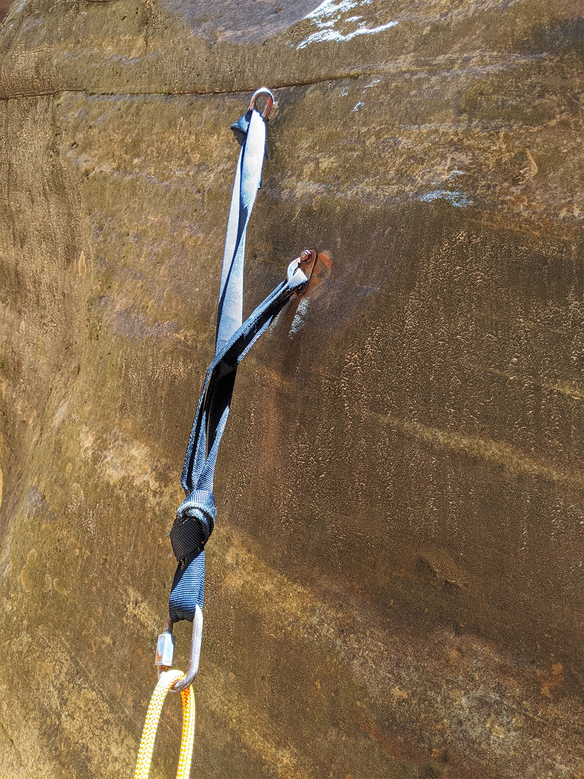 Rappel 5 anchor in Mystery Canyon