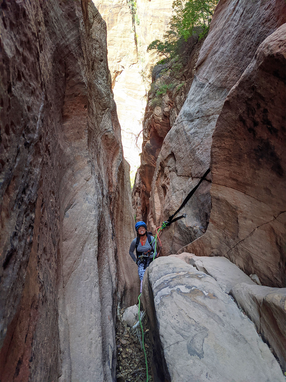 Starting rappel 2 in Lodge Canyon