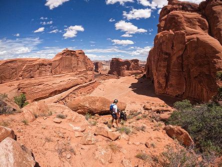 Canyoneering adventure in Arches National Park at U-Turn Canyon