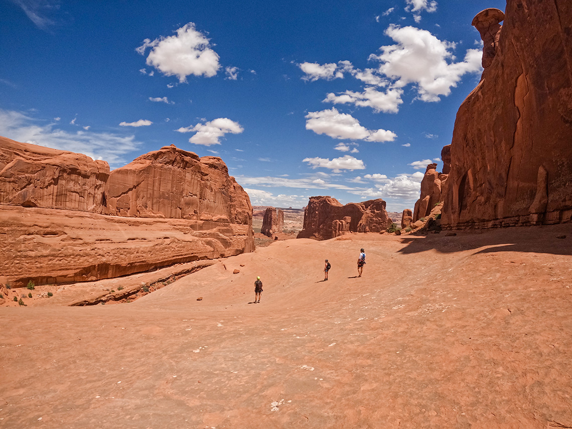 Walking over the the last rappel in U-Turn Canyon