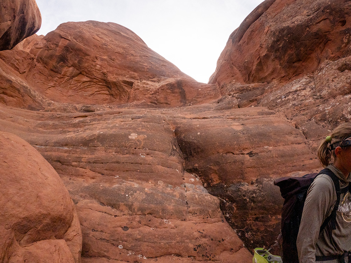 Ramp leading to climbing portion of approach.