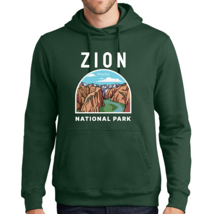 Zion National Park Hoodie Men's Forest Green