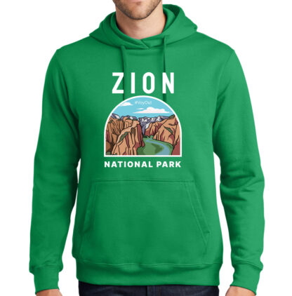 Zion National Park Hoodie Men's Kelly Green