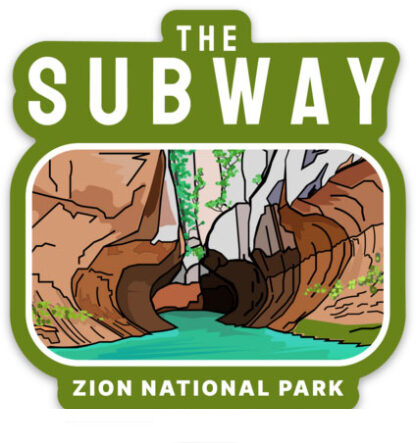 The Subway Zion National Park Sticker Kelly Green