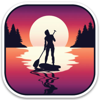 Paddle Board Sticker Sunset