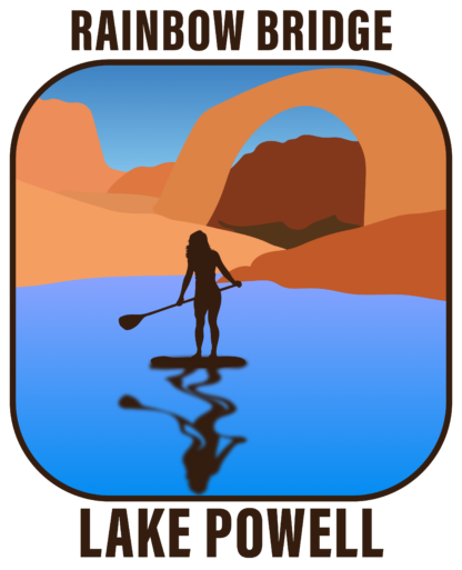 Lake Powell sticker featuring a paddle boarder at Rainbow Bridge