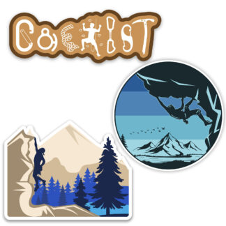 rock climbing stickers featuring male rock climbers
