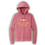 red frost pullover hoodie with Zion logo