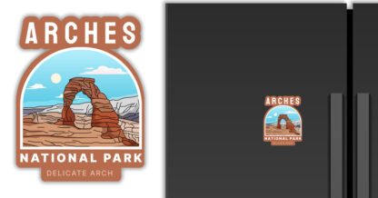 Arches adventure magnet displayed on a refrigerator