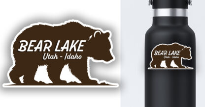 bear sticker displayed on a water bottle