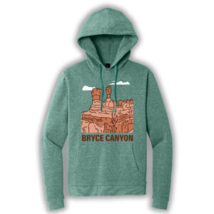 Eucalyptus blue pullover hoodie with an image of Bryce Canyon