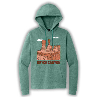 Eucalyptus blue pullover hoodie with an image of Bryce Canyon