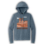 Navy frost pullover hoodie with an image of Bryce Canyon