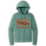 eucalyptus blue pullover hoodie with an image of Canyonlands National Park