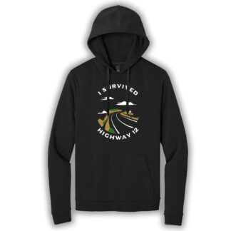 black pullover hoodie with the words "I survived Highway 12"