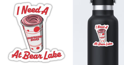 Raspberry Shake Sticker displayed on a water bottle