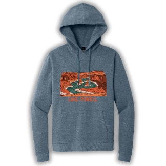 Navy frost pullover hoodie with an image of Lake Powell