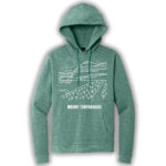 eucalyptus blue pullover hoodie with an image of Mount Timpanogos
