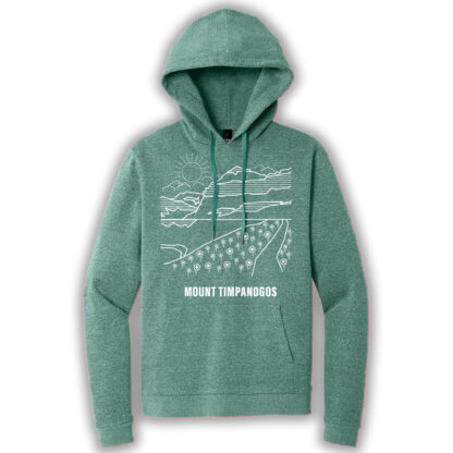eucalyptus blue pullover hoodie with an image of Mount Timpanogos