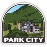Park City sticker featuring the iconic white barn