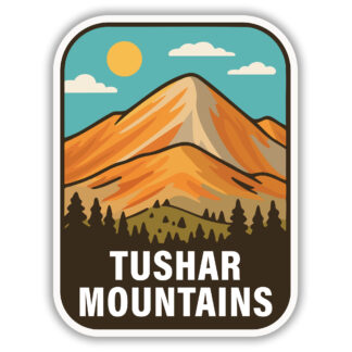 Tushar Mountains sticker featuring the view of a colorful mountain peak and forest
