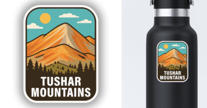 Tushar Mountains sticker displayed on a water bottle