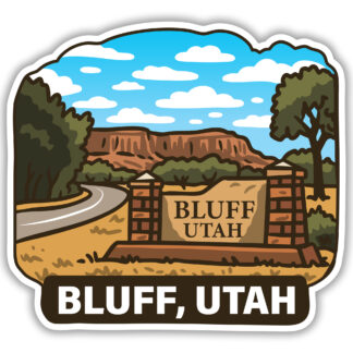 Sticker of the view of Bluff, Utah