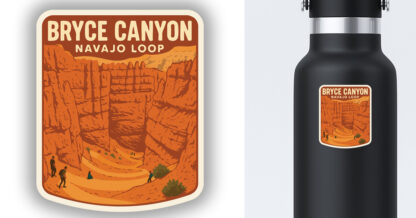 Bryce Canyon Sticker of Navajo Loop displayed on a water bottle