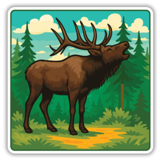 Sticker of an elk in the forest