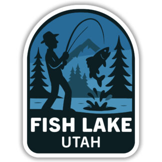 Sticker of a man at Fish Lake