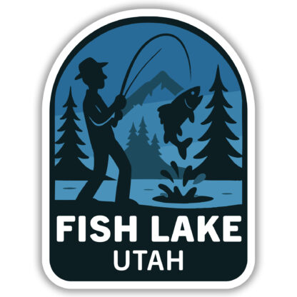 Sticker of a man at Fish Lake