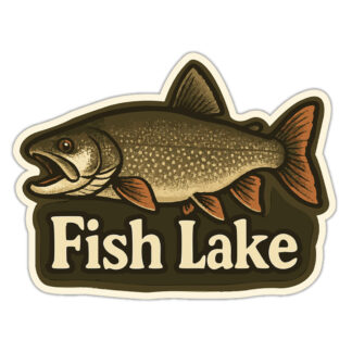 Fish Lake sticker featuring an iconic trout