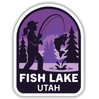 Sticker of a woman at Fish Lake