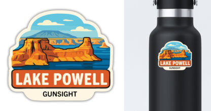 Gunsight Sticker displayed on a water bottle
