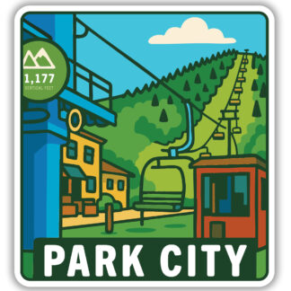 Park City sticker featuring the town lift up to the mountain slopes