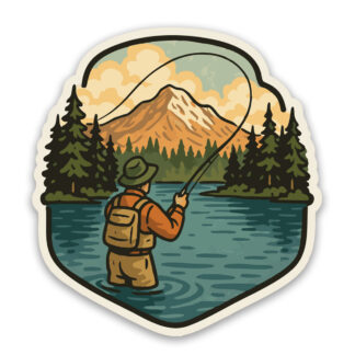 Fishing Sticker Fisherman on the river