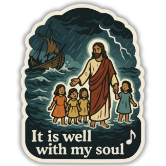 Sticker with the hymnal quote "It Is Well With My Soul"