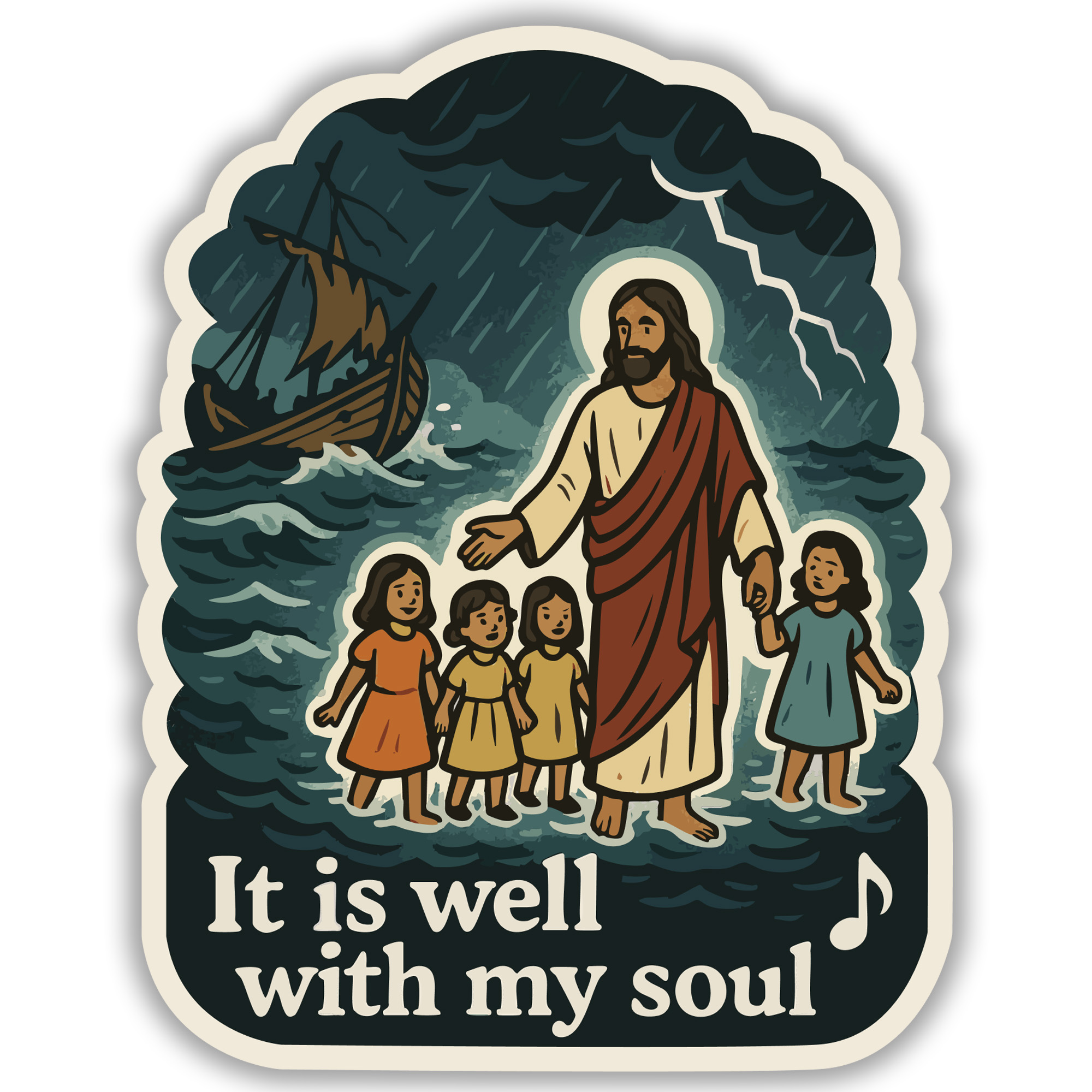 Sticker with the hymnal quote "It Is Well With My Soul"