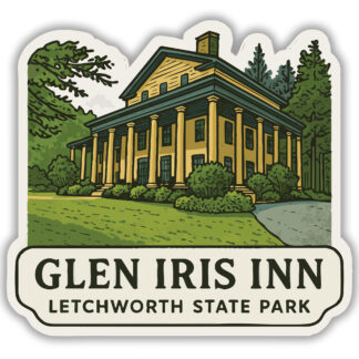 Letchworth State Park sticker featuring a view of the Glen Iris Inn