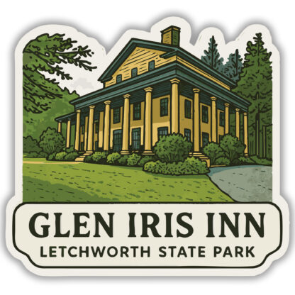 Letchworth State Park sticker featuring a view of the Glen Iris Inn